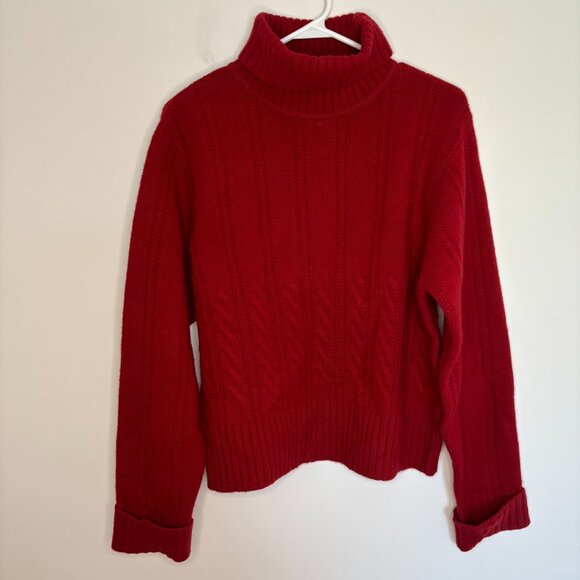 Pendleton Sweaters - PENDLETON NEW Turtleneck Sweater Womens XL Lambswool Red Long Sleeve Cable Knit